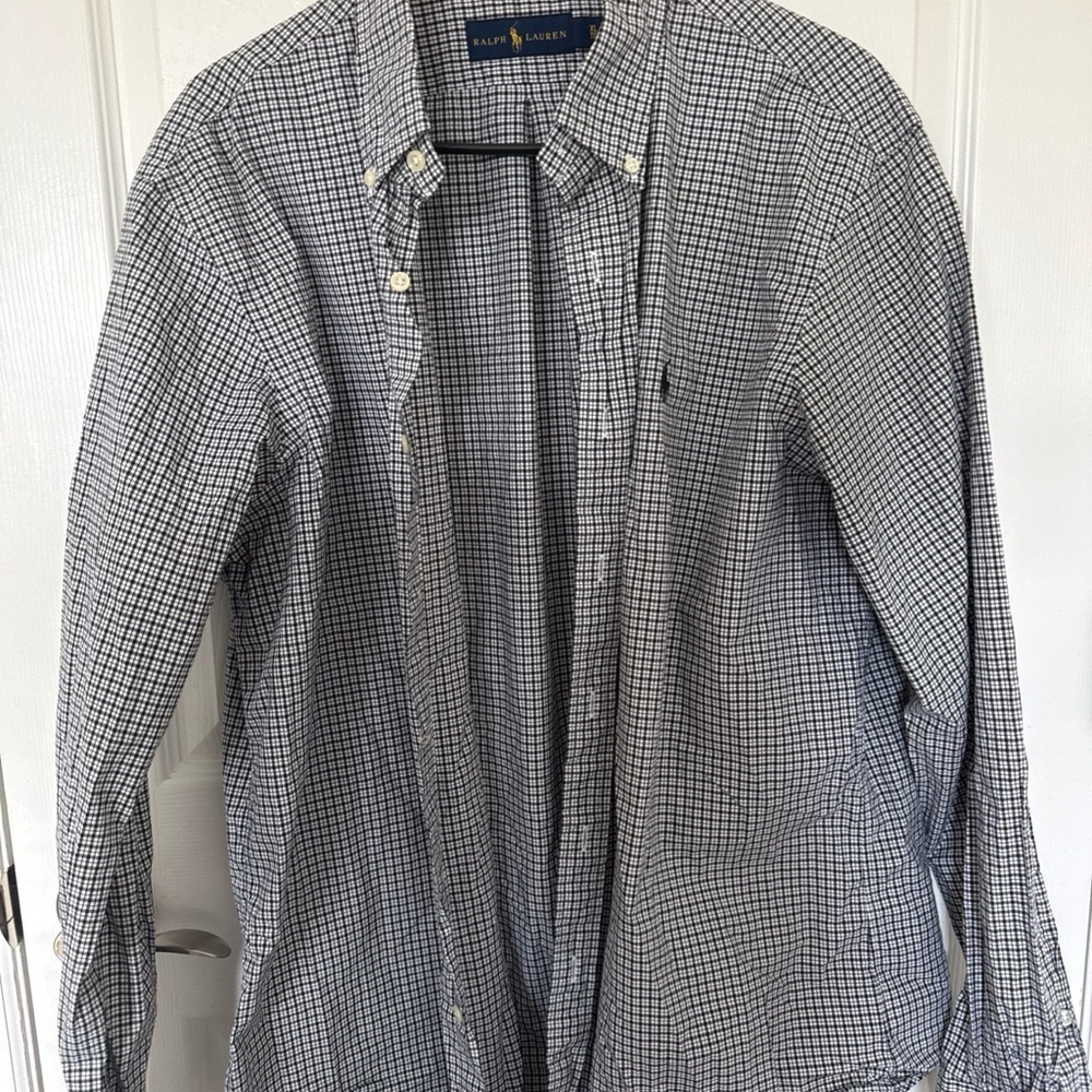Ralph Lauren Men's Black and White Plaid Shirt
